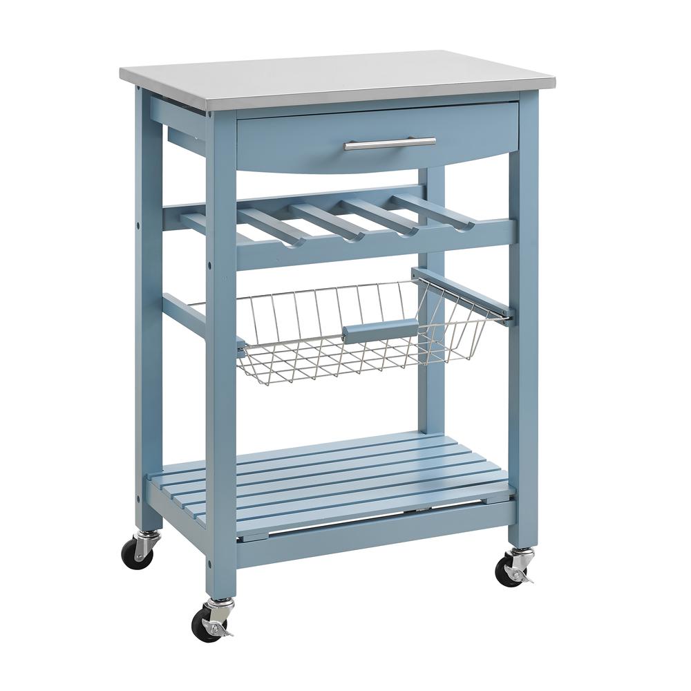 Clarke Blue Kitchen Cart. Picture 1