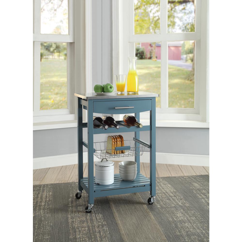 Clarke Blue Kitchen Cart. Picture 2