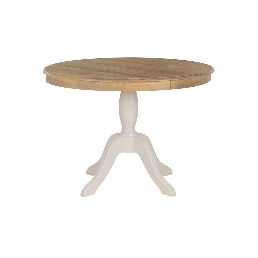 Tobin Pedestal Dining Table, Natural And White. Picture 1
