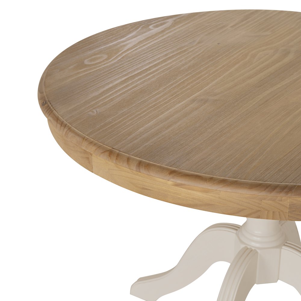 Tobin Pedestal Dining Table, Natural And White. Picture 3