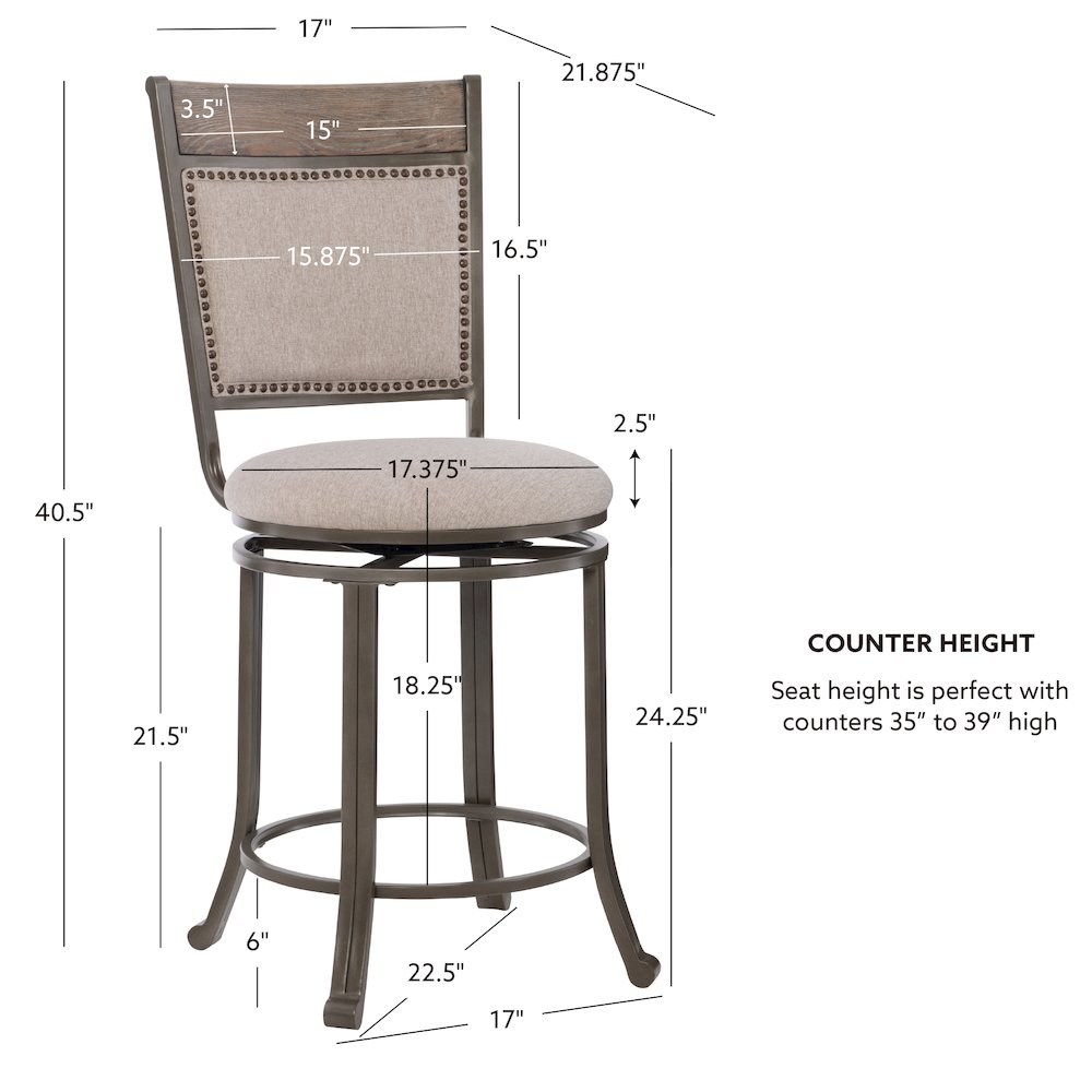 Franklin Swivel Counter Stool, Pewter. Picture 15