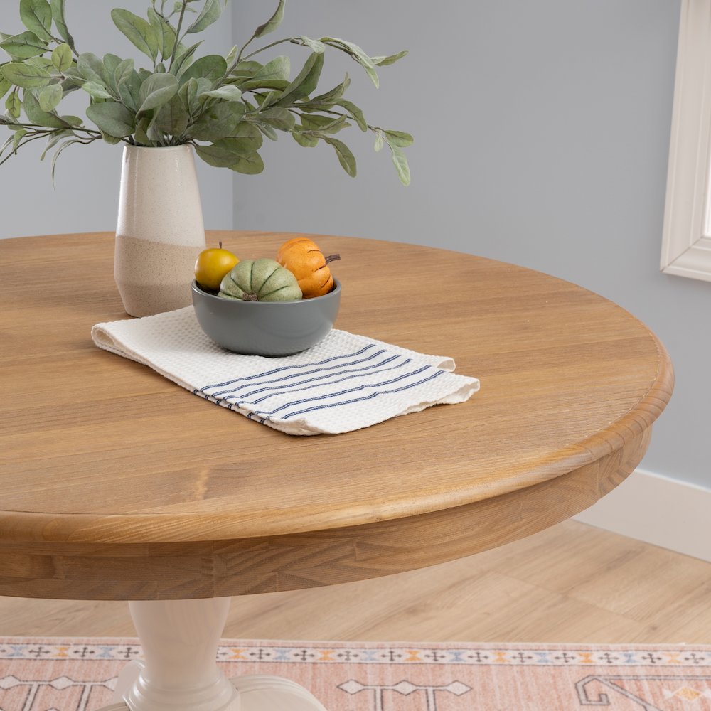 Tobin Pedestal Dining Table, Natural And White. Picture 2