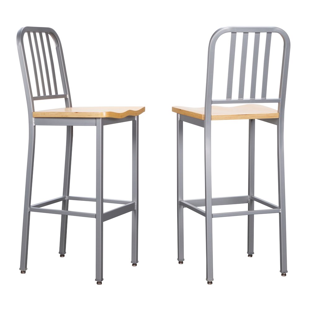 Frazier Metal Barstool Silver Set Of 2. Picture 9
