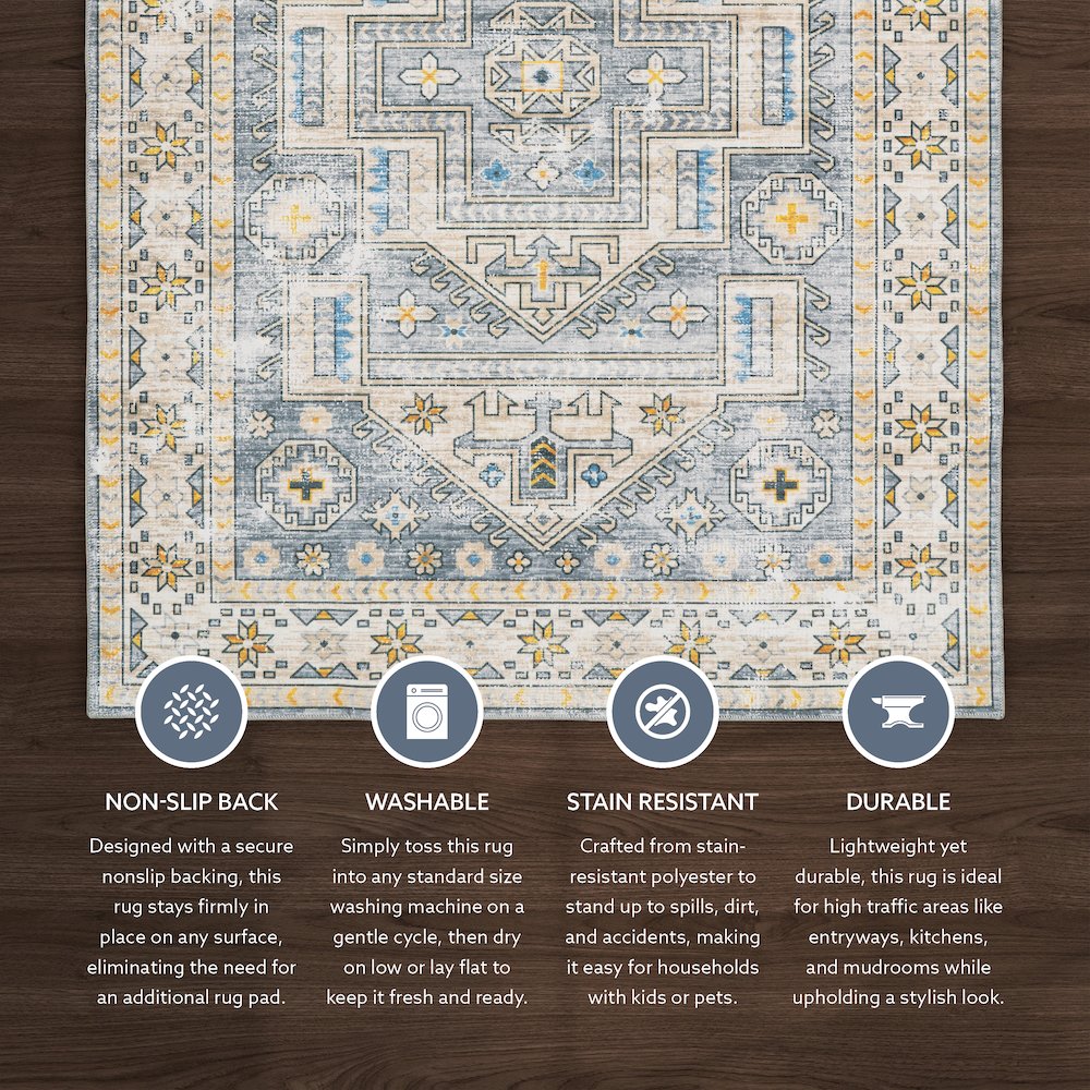 Washable Parson Grey/Beige 2x8, Rug. Picture 2