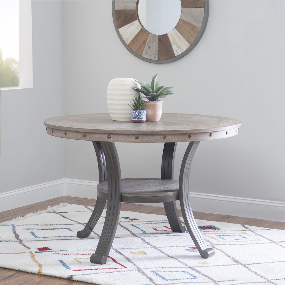 Franklin -45 inch Round Dining Table Pewter. Picture 2