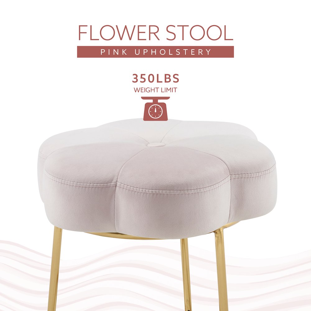Seraphina Accent Vanity Stool, Pink. Picture 8