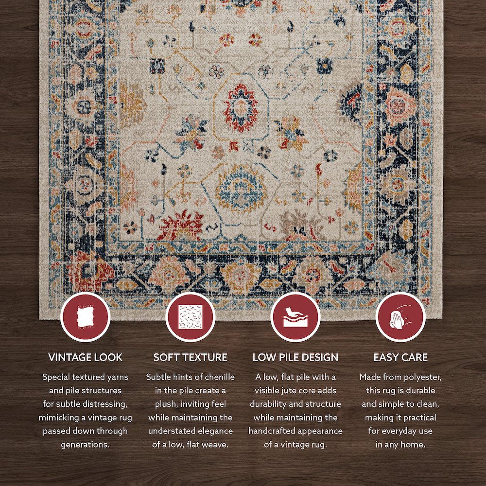Great Zero Leona Ivory & Blue 3x5, Rug. Picture 2