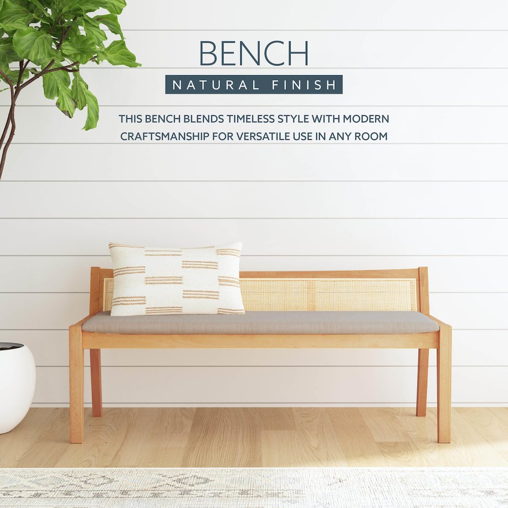 Nassau Rattan Cane Bench with Back, Beige. Picture 15