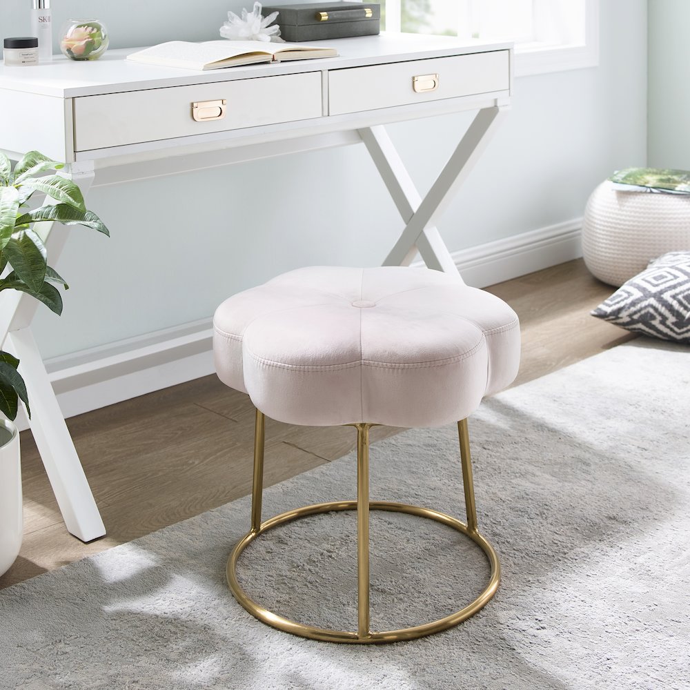 Seraphina Accent Vanity Stool, Pink. Picture 1