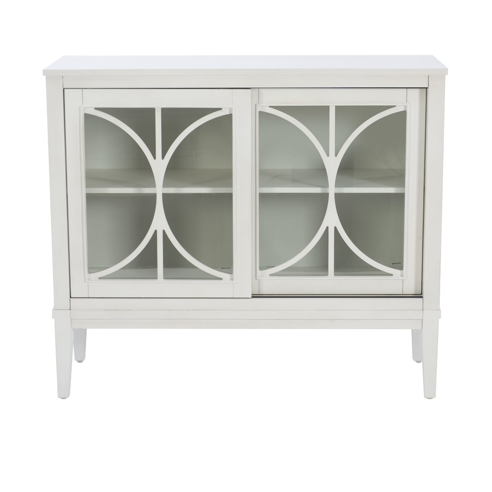 Monroe Wood 2 Sliding Door Accent Cabinet White. Picture 3
