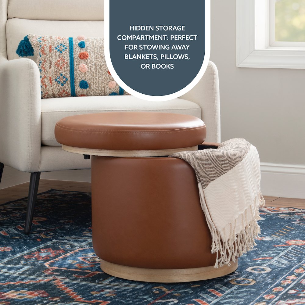 Blanche Storage Ottoman Caramel Pu. Picture 9