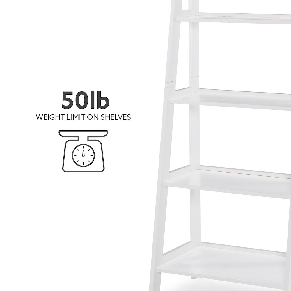 Acadia Ladder Bookshelf, White. Picture 13