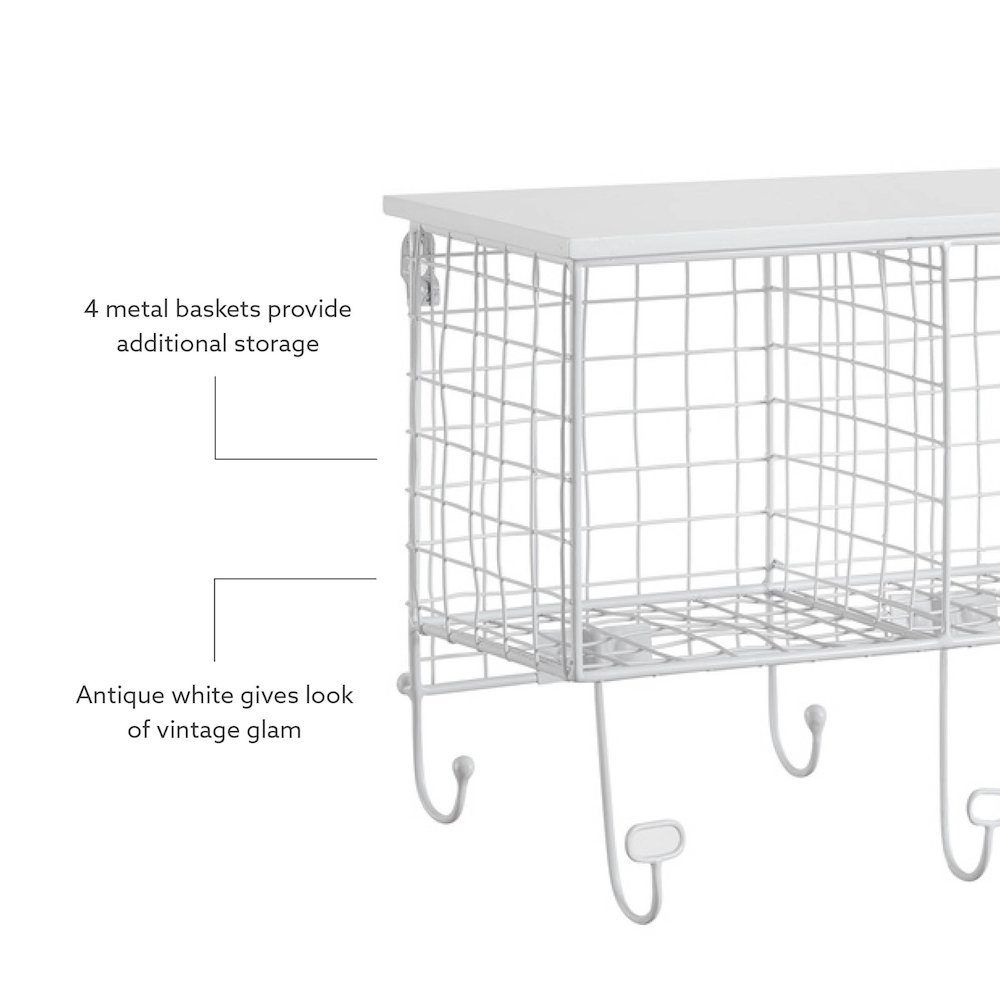Four Cubby Wall Shelf White. Picture 9