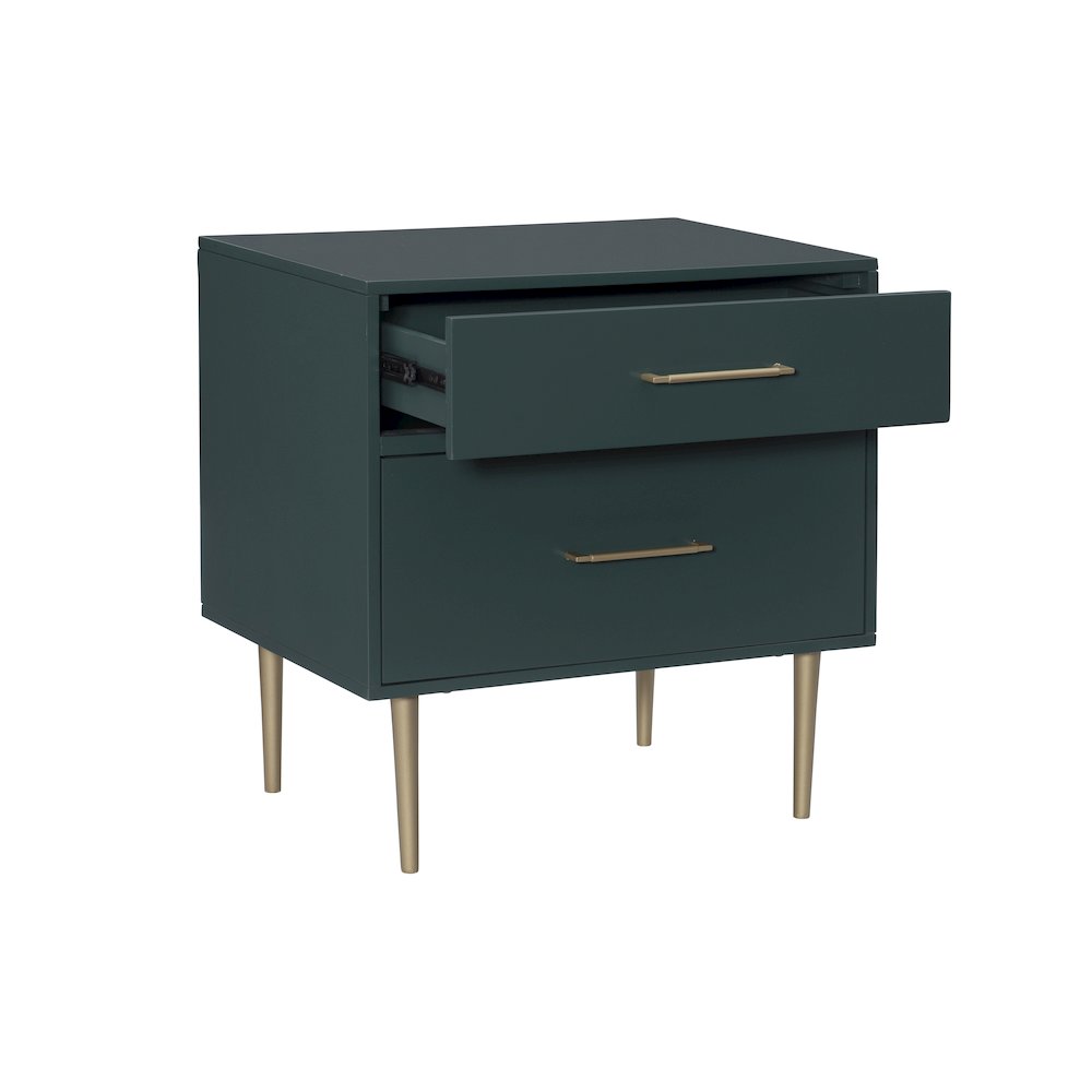 Gloria Two Drawer Night Stand Dark Green. Picture 1