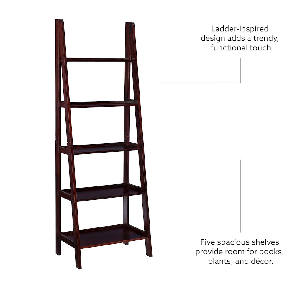 Acadia Ladder Bookshelf, Espresso. Picture 11