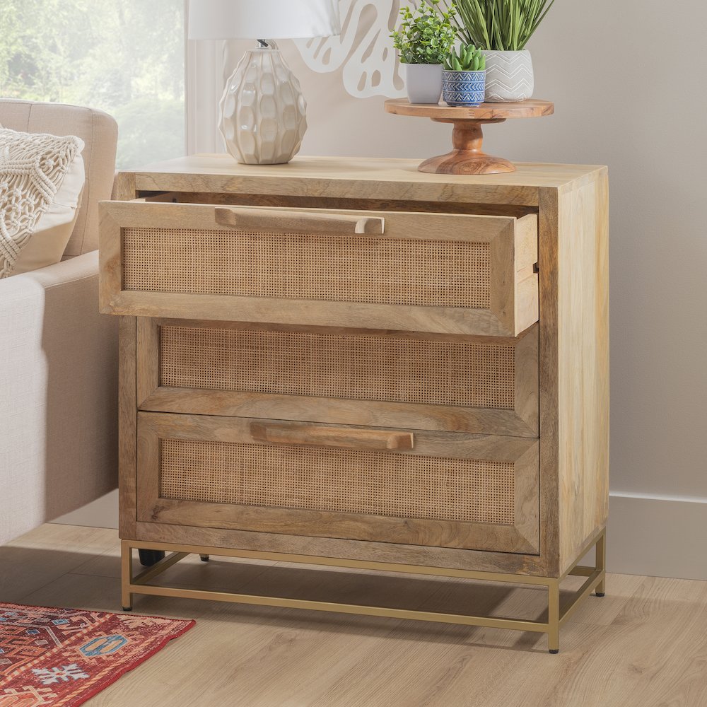 Janie Rattan Cabinet Three Drawers. Picture 4