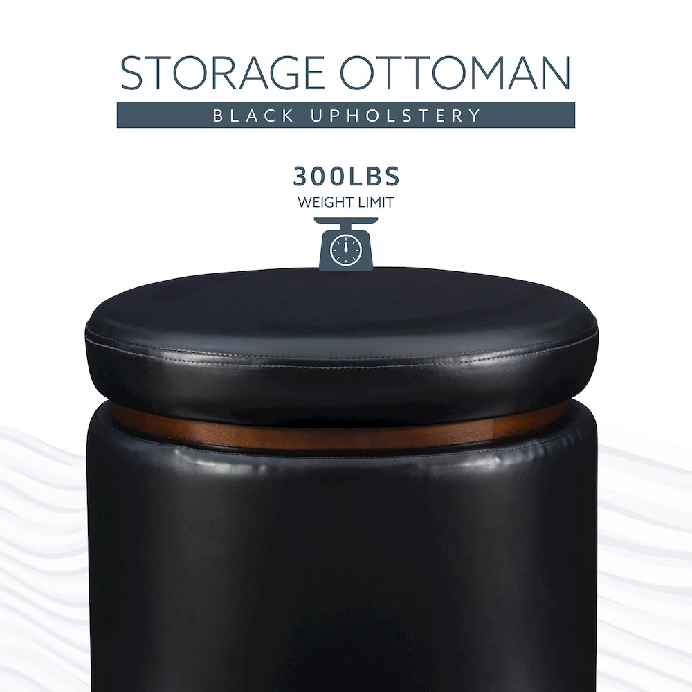 Blanche Storage Ottoman Black Pu. Picture 12