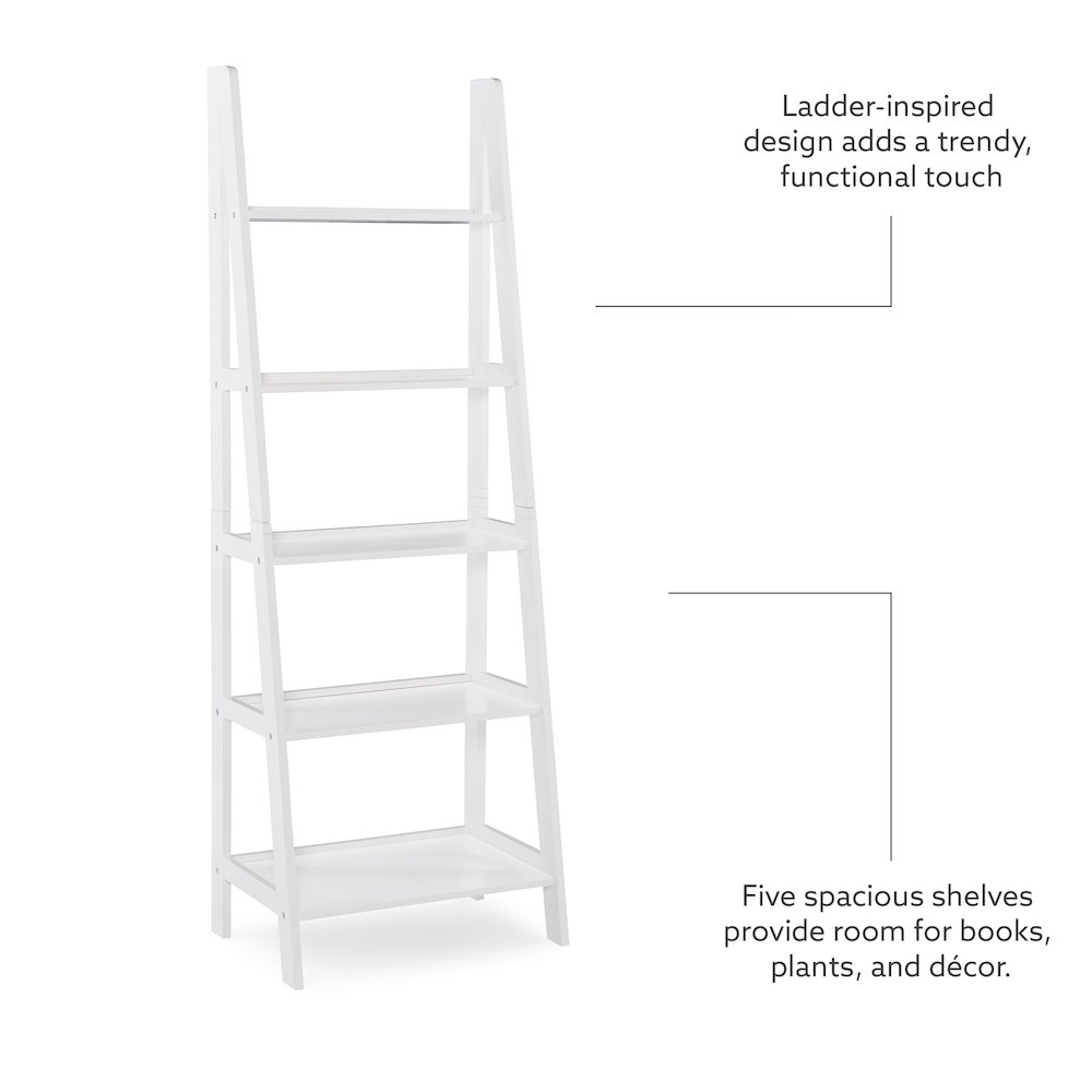 Acadia Ladder Bookshelf, White. Picture 9