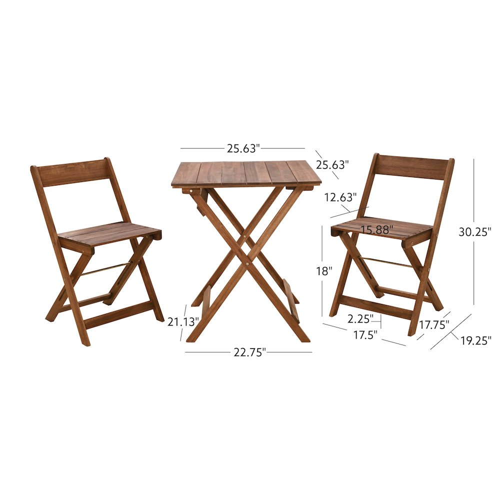 Rockport Brown Three Piece Square Table Set. Picture 14