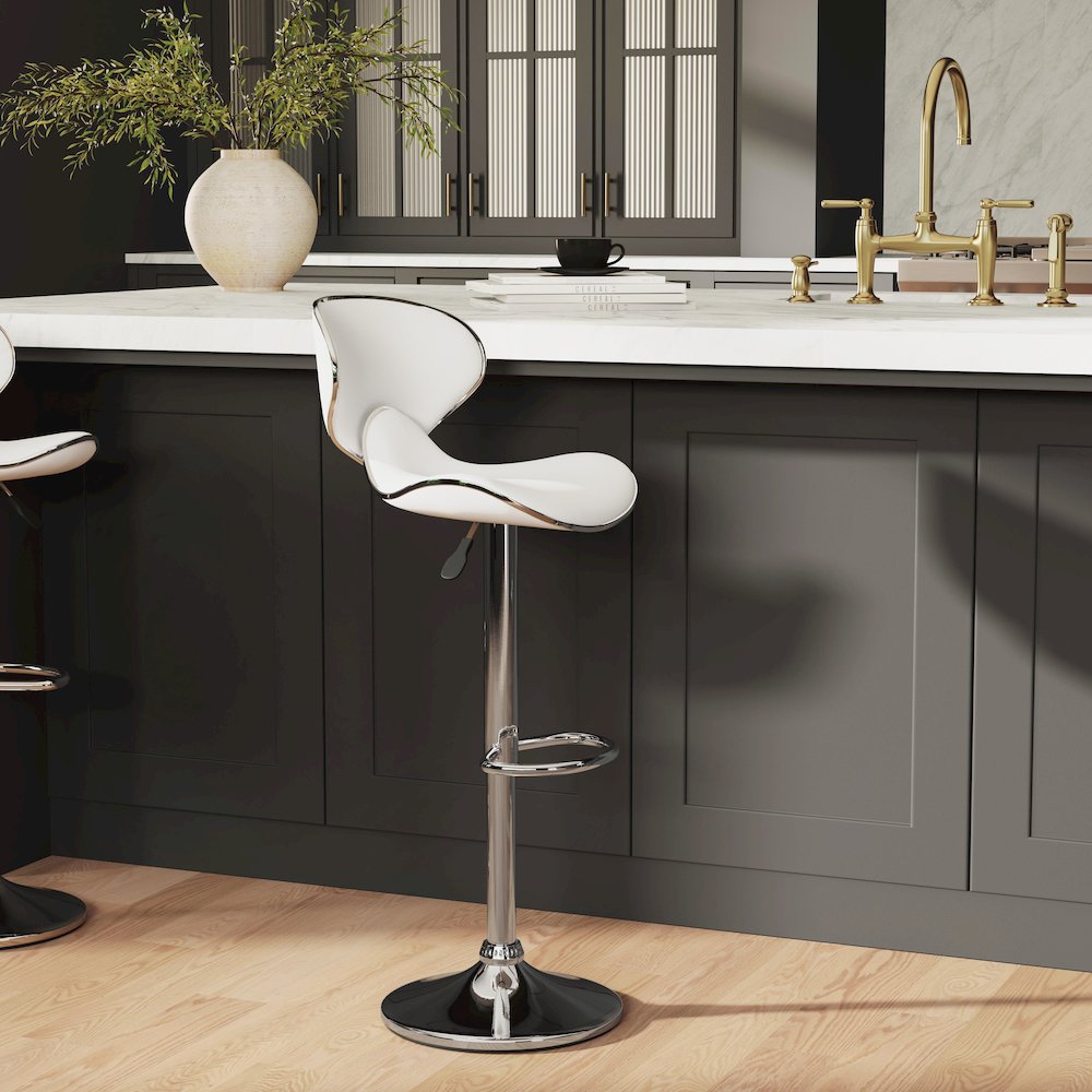White Adjustable Barstool. Picture 5