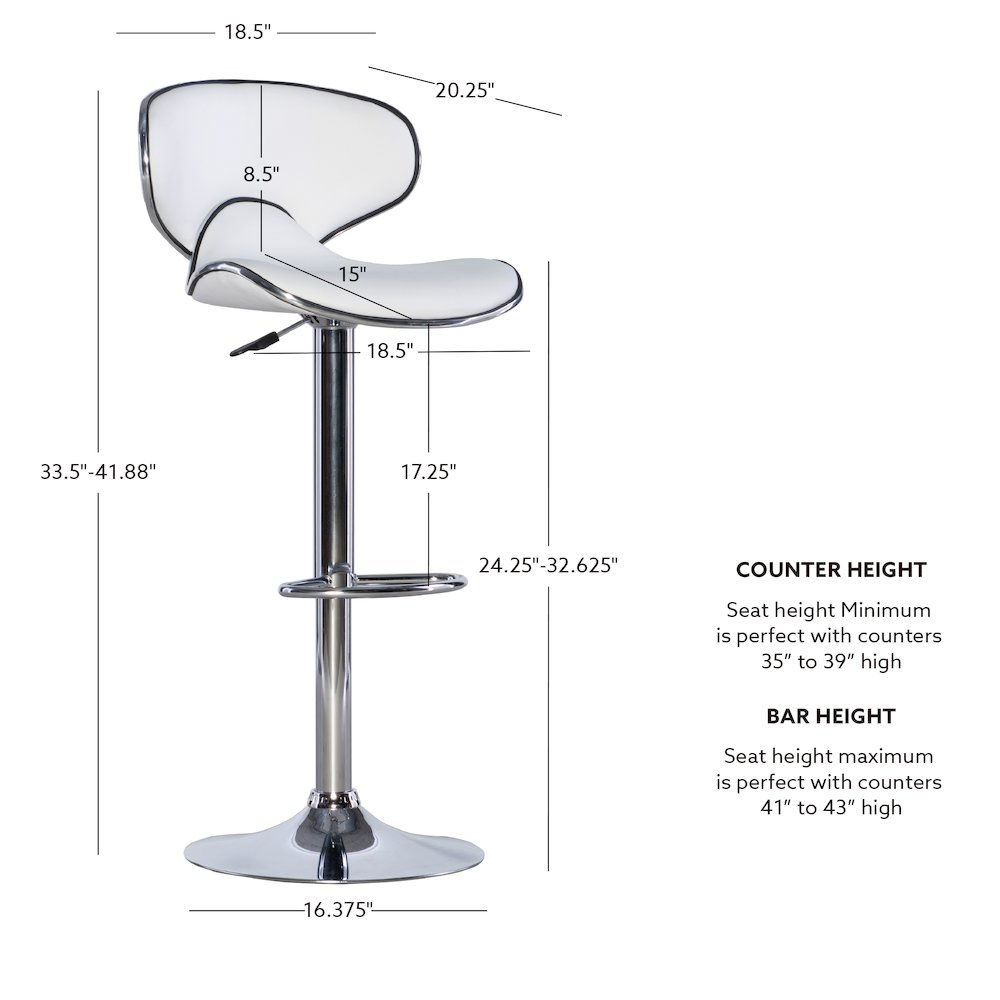 White Adjustable Barstool. Picture 17