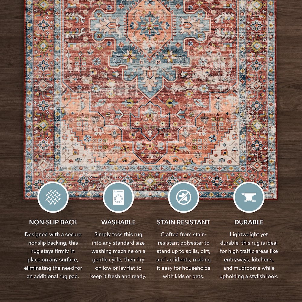 Washable Carter Rust/Ivory 2x3, Rug. Picture 3