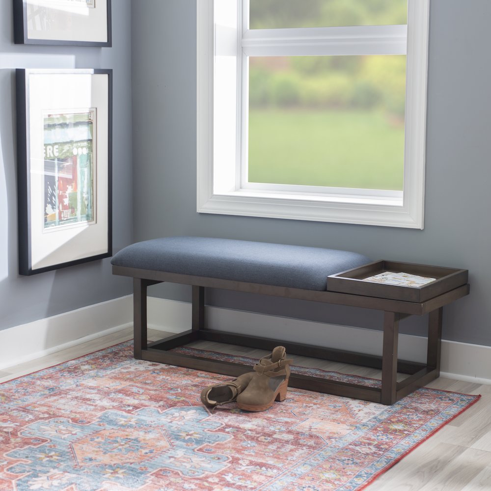 Georgia Bench With Tray Brown Navy. Picture 2