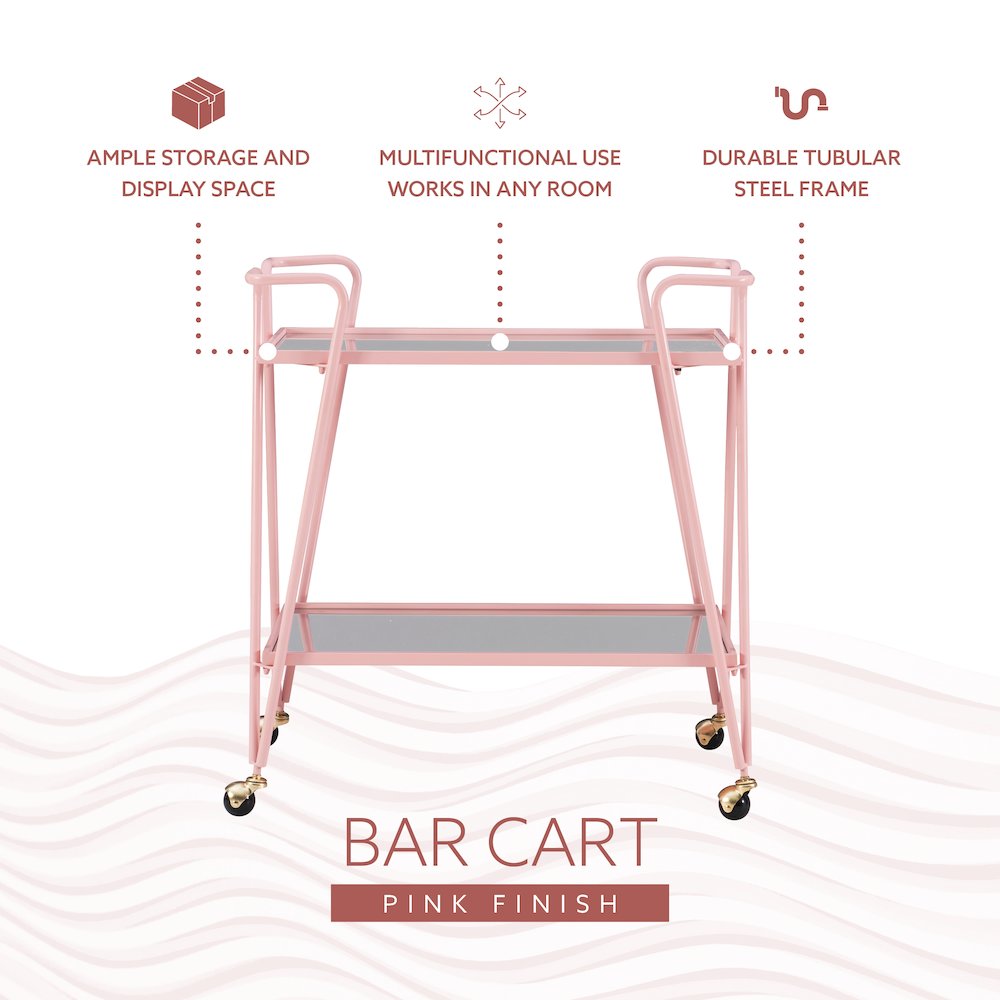 Pink Mid-Century Bar Cart. Picture 13