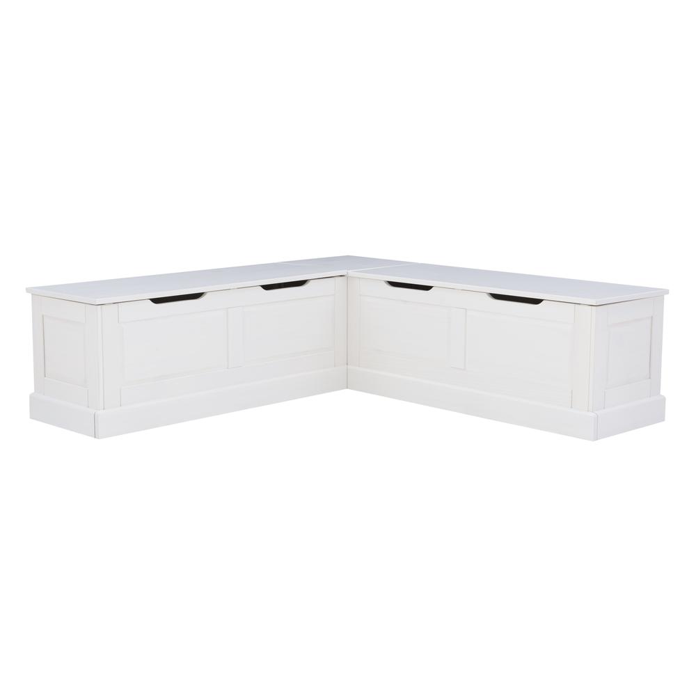 Tobin Backless Corner Breakfast Nook, White. Picture 1