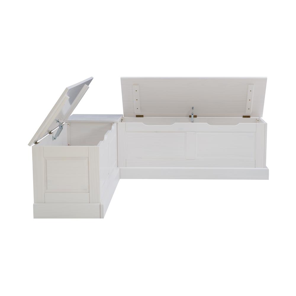 Tobin Backless Corner Breakfast Nook, White. Picture 8