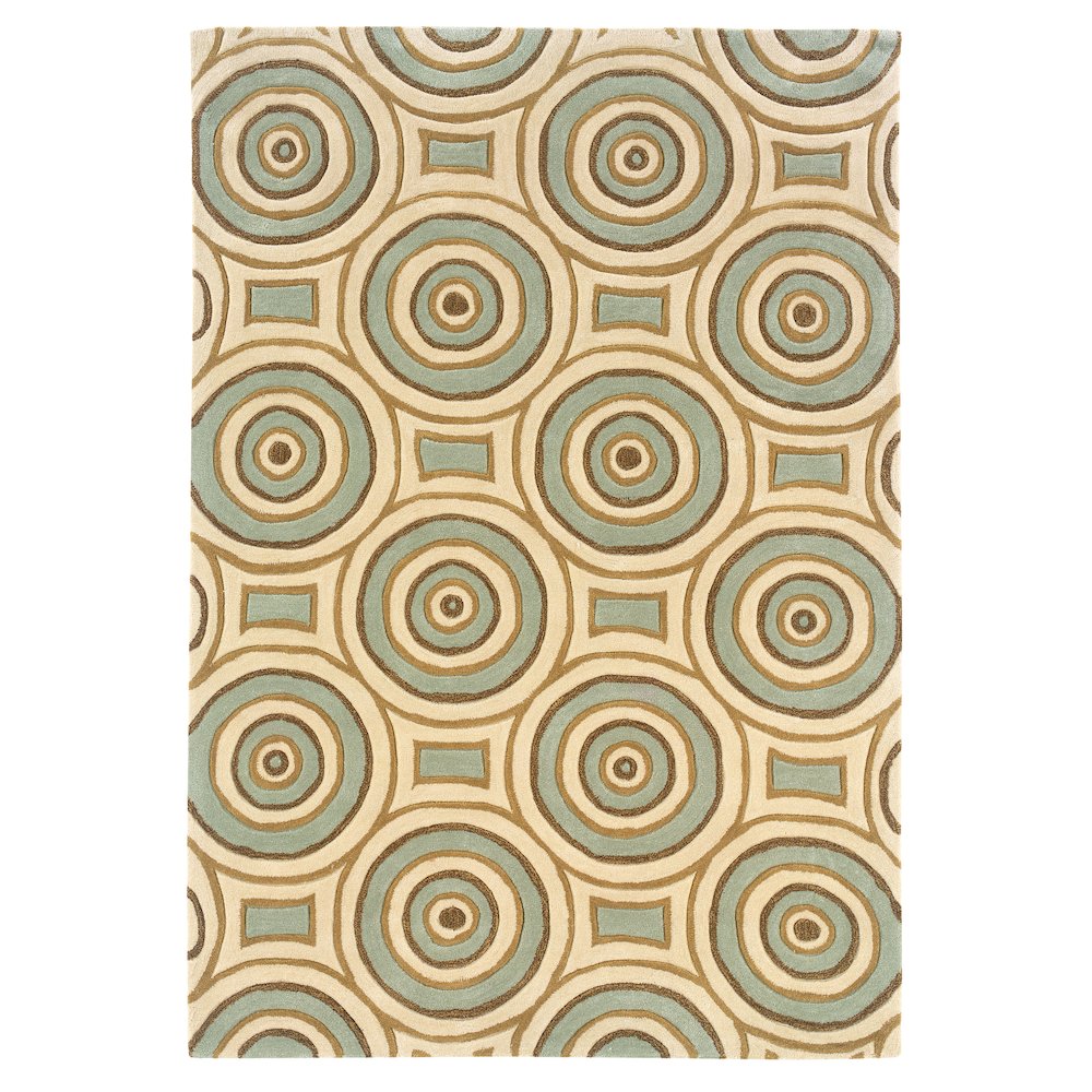 Trio Combs Cream & Aqua 5 x 7 , Rug. Picture 2