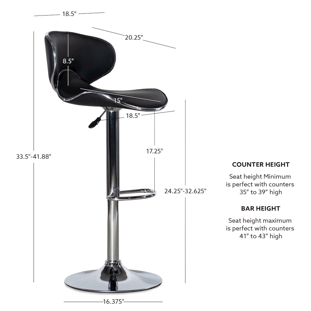 Chrome and Black PU Barstool. Picture 19