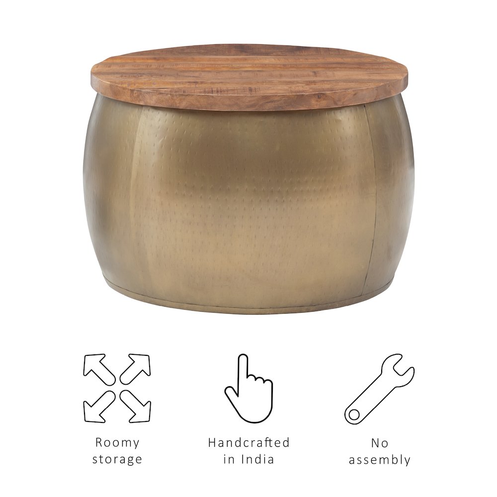 Royce Large Gold Drum With Storage. Picture 11