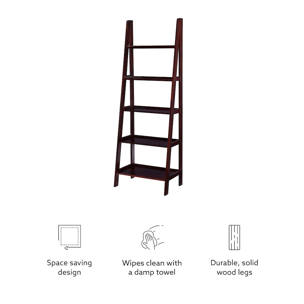 Acadia Ladder Bookshelf, Espresso. Picture 14