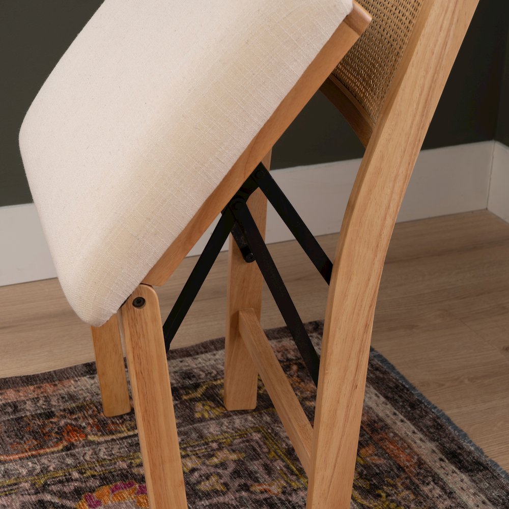 Bina Rattan Cane Folding Dining Side Chair, Beige. Picture 6