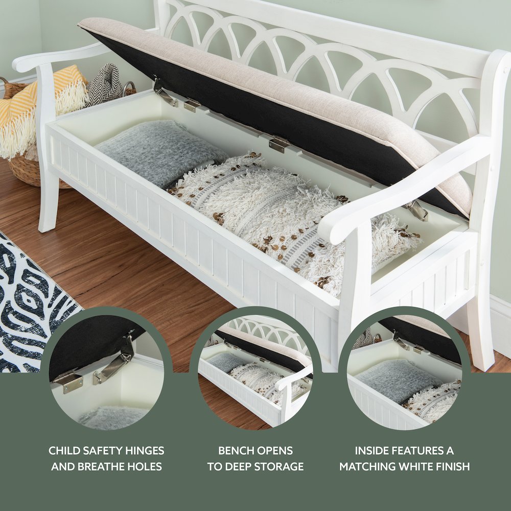 Elliana Storage Bench - White. Picture 14