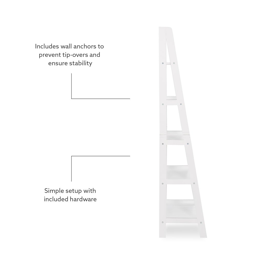 Acadia Ladder Bookshelf, White. Picture 11