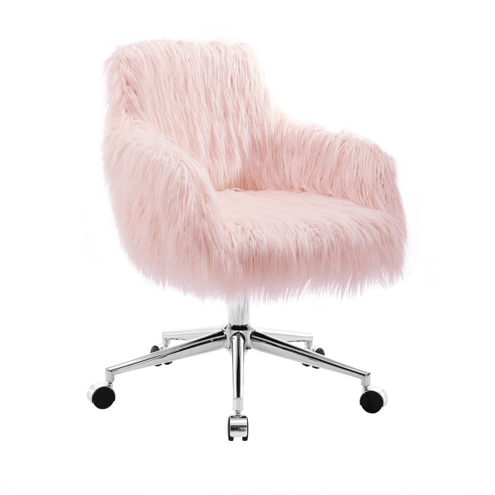 Fiona Faux Fur Office Chair, Pink. Picture 1