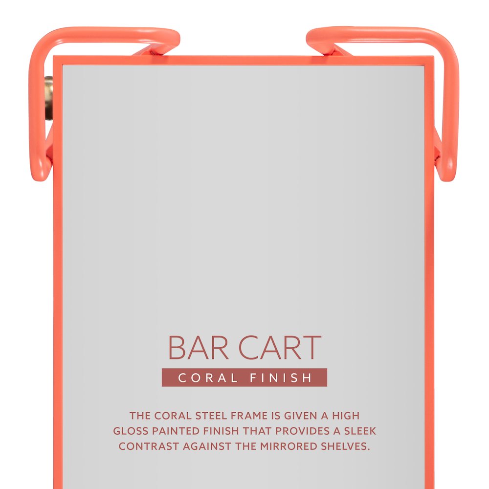 Coral Mid-Century Bar Cart. Picture 12
