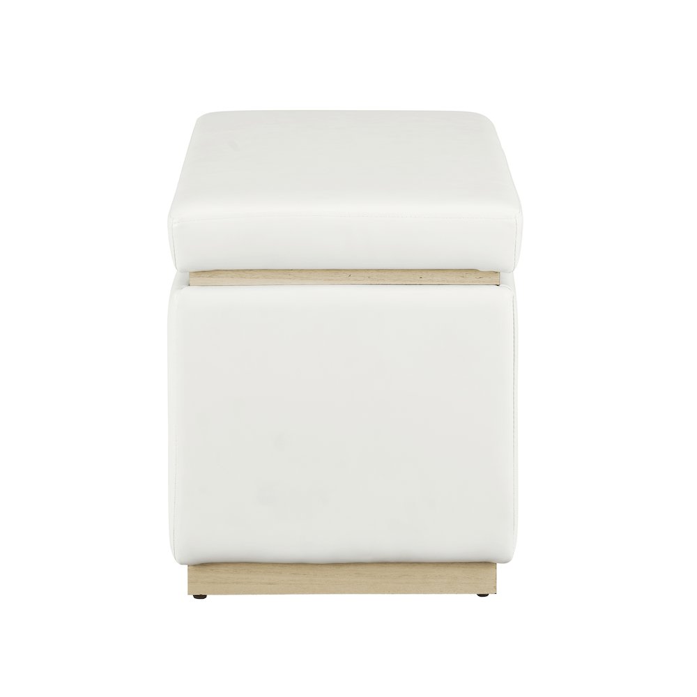 Blanche Rectangle Ottoman White Pu. Picture 3