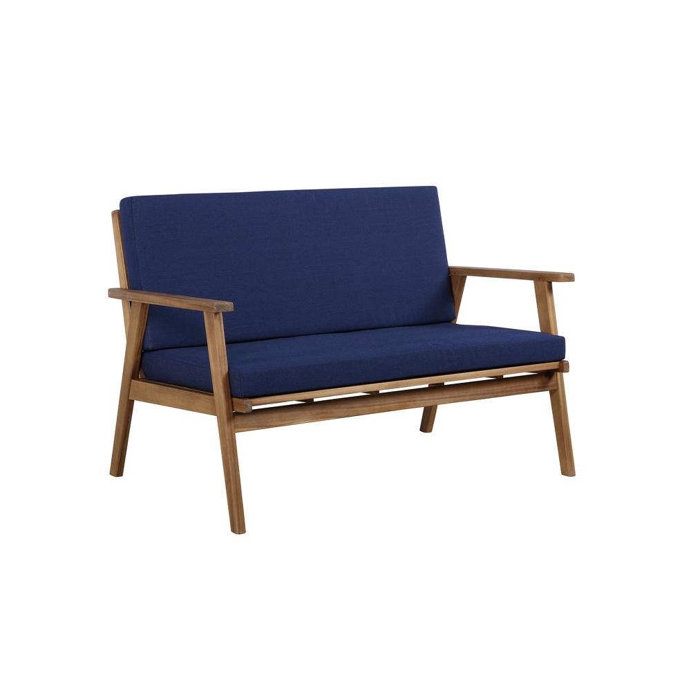 Cole Outdoor Chat 4 Piece Seating Set With Blue Cushions. Picture 2