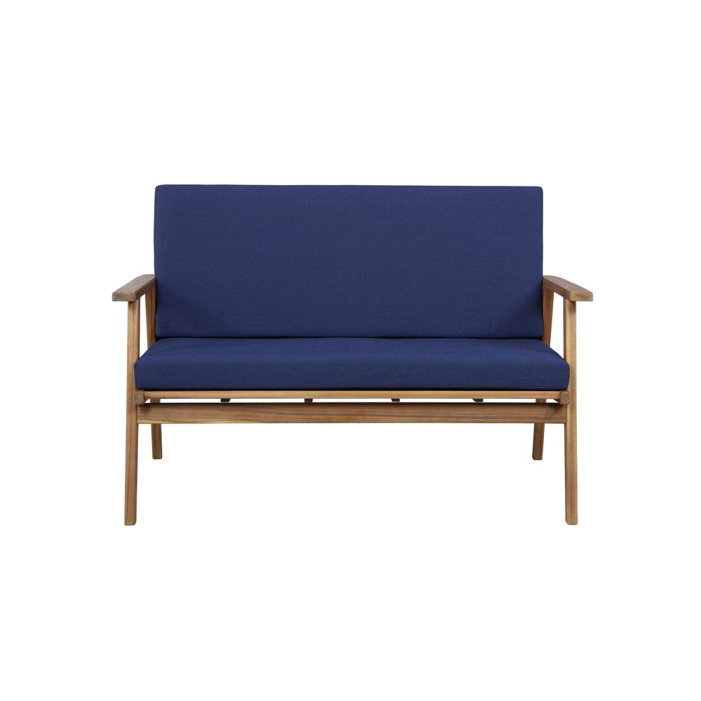 Cole Outdoor Chat 4 Piece Seating Set With Blue Cushions. Picture 4