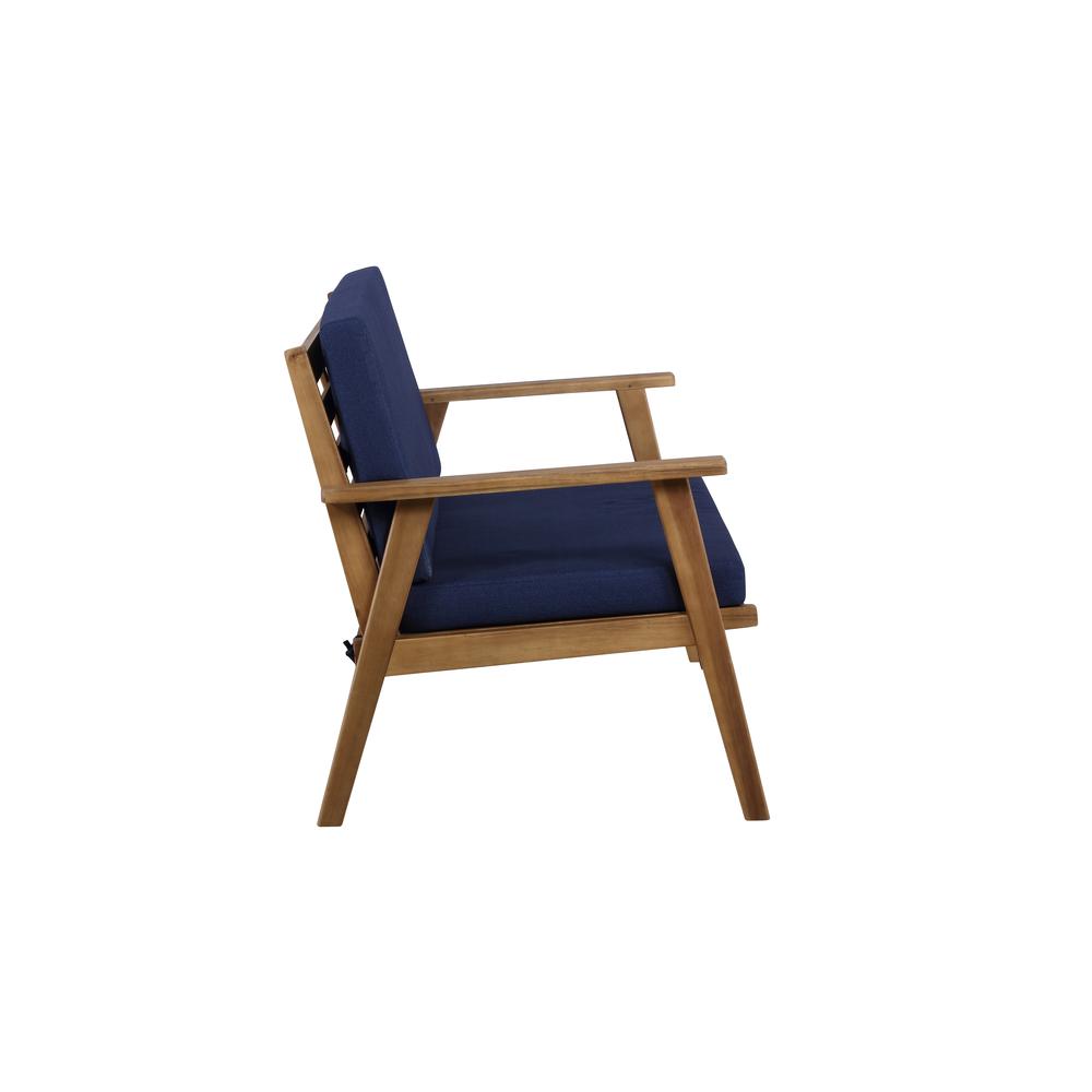 Cole Outdoor Chat 4 Piece Seating Set With Blue Cushions. Picture 5