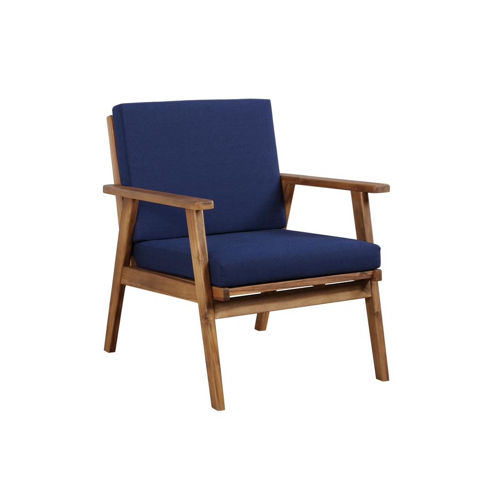 Cole Outdoor Chat 4 Piece Seating Set With Blue Cushions. Picture 6