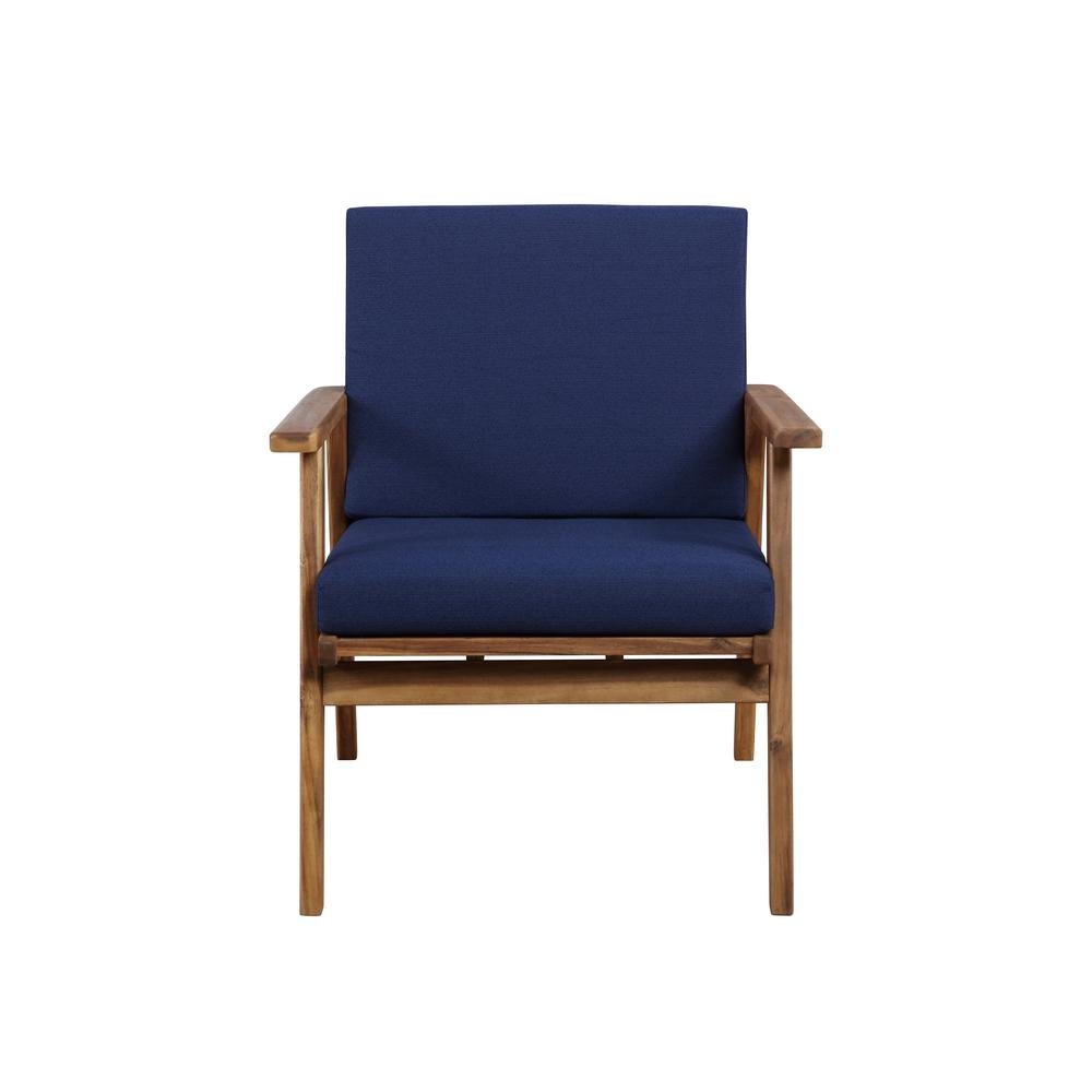 Cole Outdoor Chat 4 Piece Seating Set With Blue Cushions. Picture 8