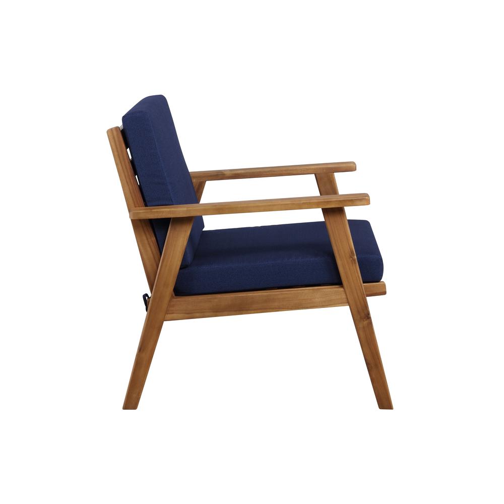 Cole Outdoor Chat 4 Piece Seating Set With Blue Cushions. Picture 1