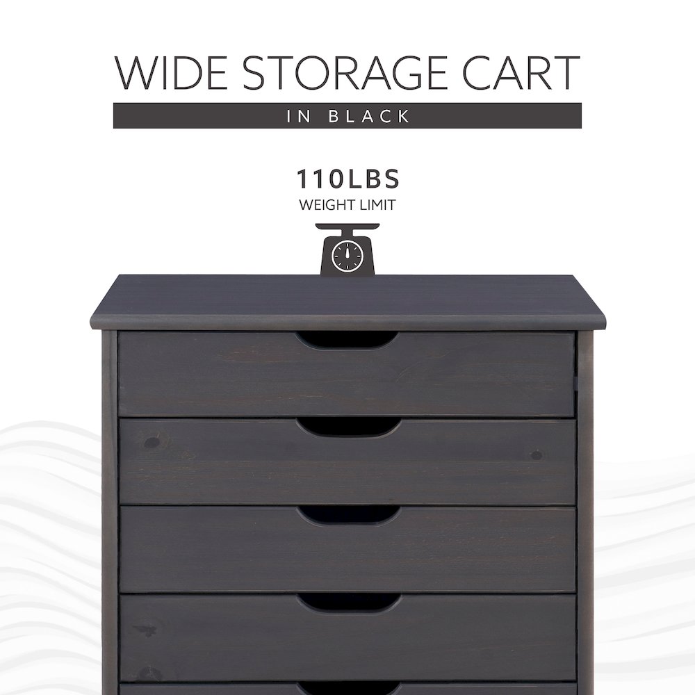 Cary Six Drawer Wide Roll Cart, Grey. Picture 15