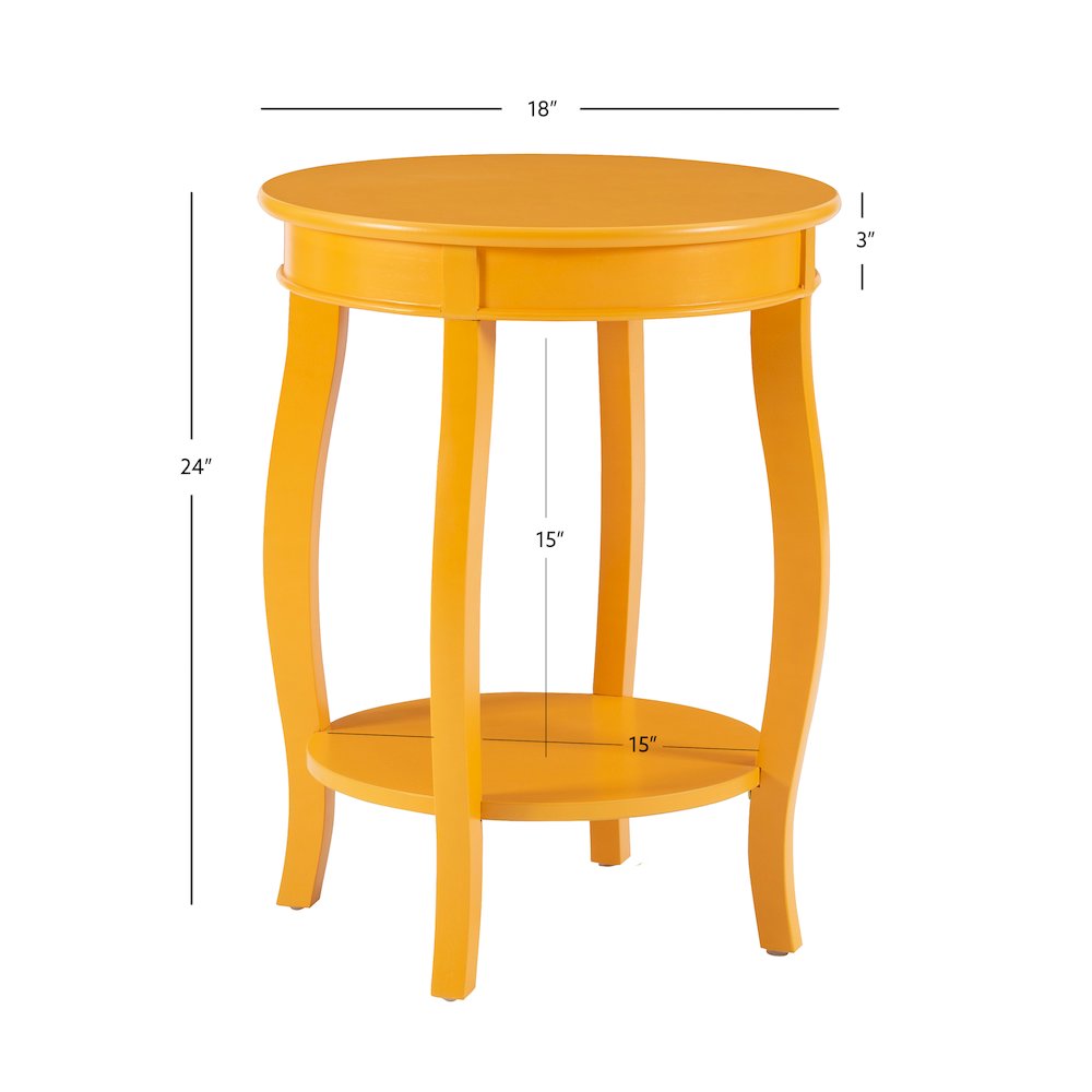 Yellow Round Table with Shelf. Picture 14