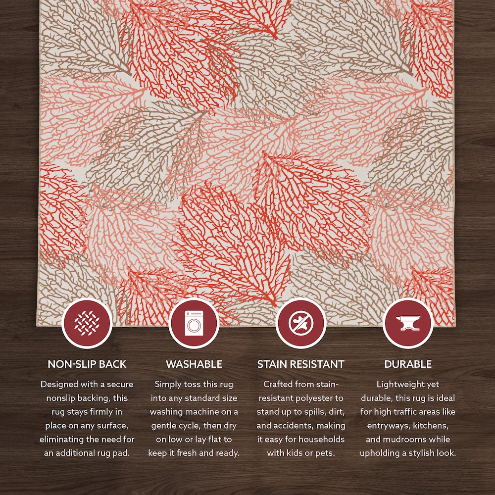 Washable Haylee Ivory/Coral 2x3, Rug. Picture 3