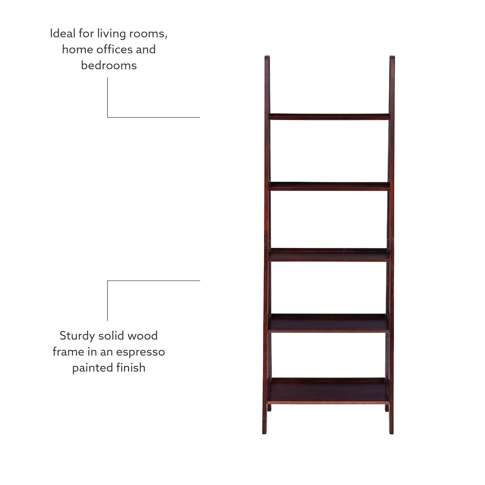 Acadia Ladder Bookshelf, Espresso. Picture 12